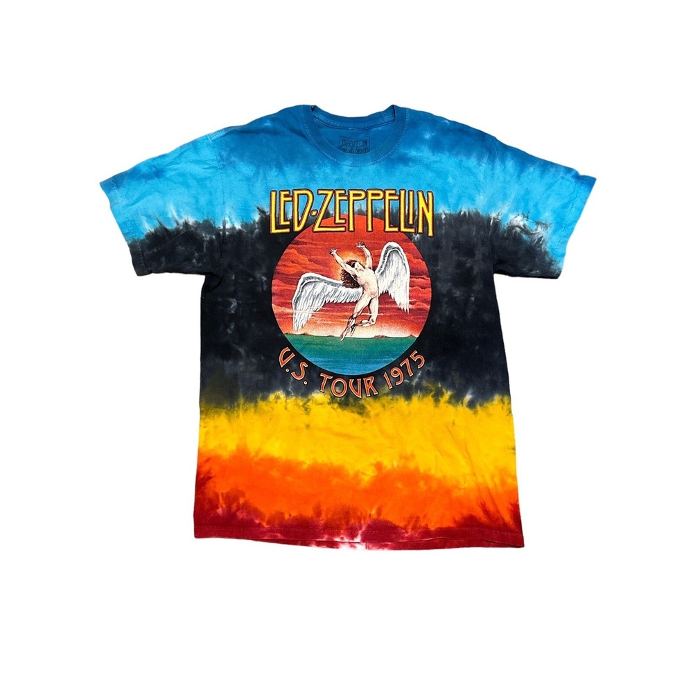 Led Zeppelin US 1975 Tie Dye Concert Tour Tshirt Size Medium 100% Cotton RN81758
